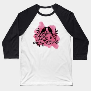 Elegant Silhouette Lovebirds Baseball T-Shirt